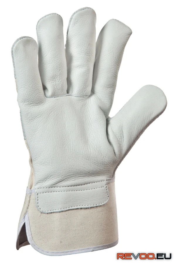 Bőrkesztyű, vastag színmarha/vászon kézhát (12 pár) Euro Protection MO280