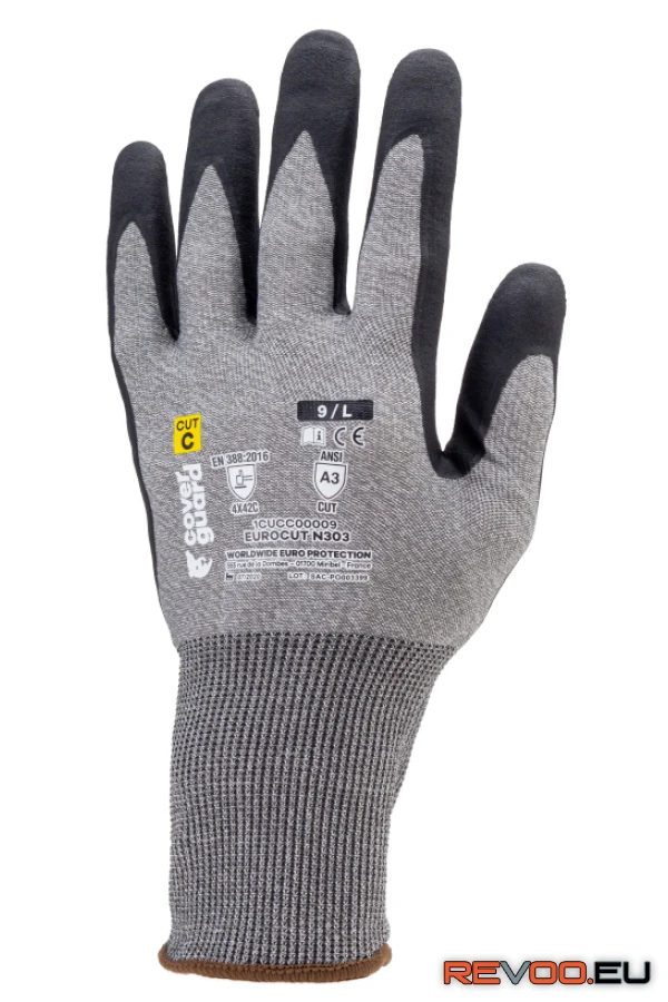 Eurocut N303 mikrohabosított nitril tenyér 18g vágásbiztos kesztyű Coverguard 1CUCC00
