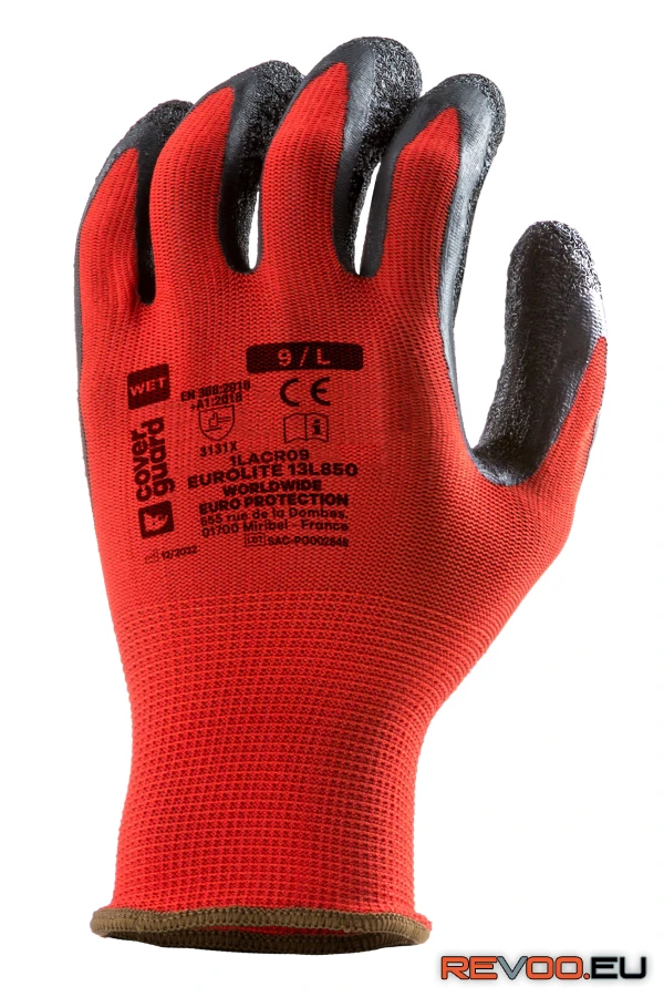 Eurogrip 13L850 tenyerén latex mártott kesztyű Eurotechnique 1LACR