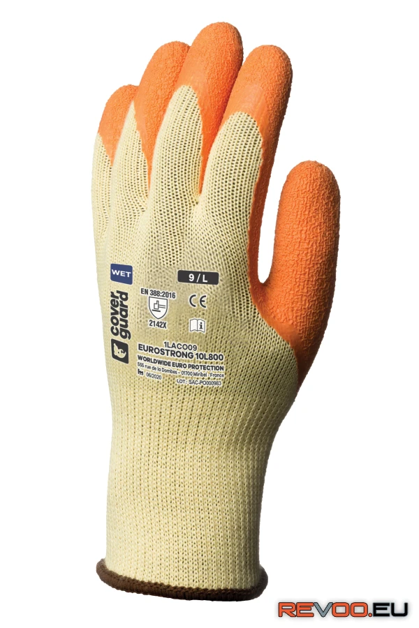 Eurogrip sárga szerelőkesztyű, tenyerén latex mártott Eurotechnique 1LACO
