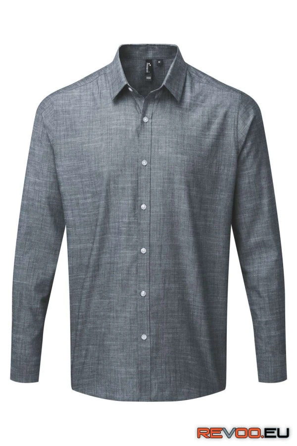 Férfi Slub Chambray hosszú ujjú pamut ing Premier PR245