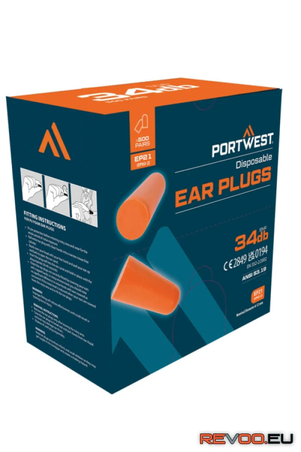 Füldugó adagoló utántöltő csomag SNR 34dB (500pár) Portwest EP21