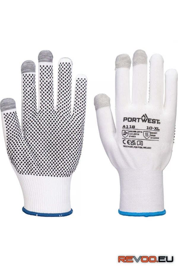Grip 13 PVC pöttyös érintőképernyős kesztyű (12 pár) Portwest A118