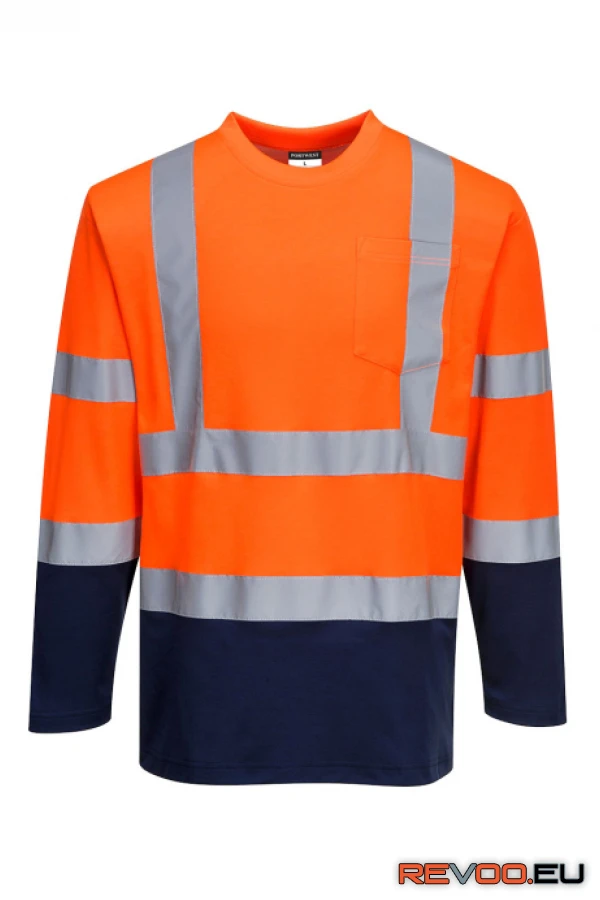 Kéttónusú, hosszú ujjú Cotton Comfort póló Portwest S280