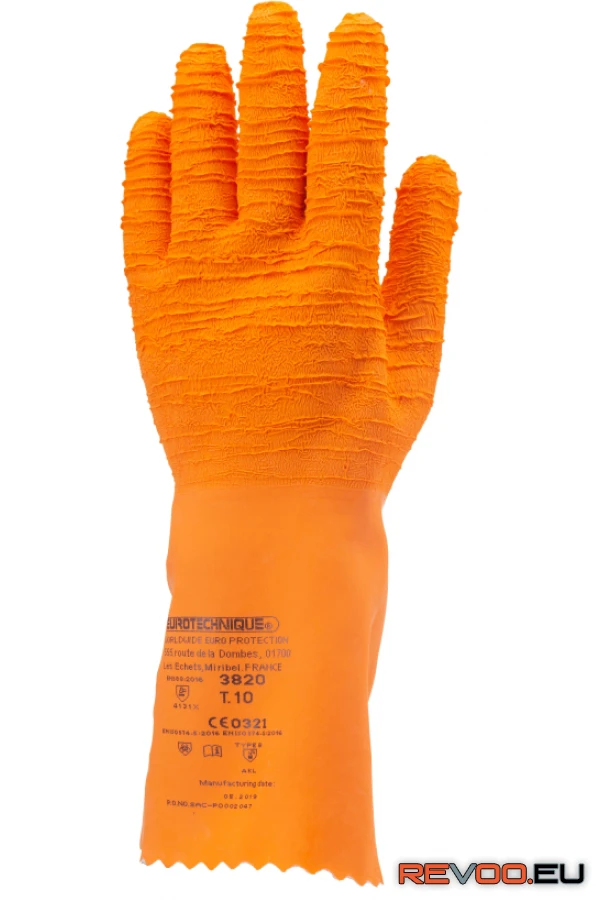 Mártott krepp latex, érdes, vegyszerálló kesztyű Euro Protection MO3820