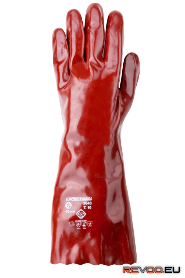 Mártott PVC kesztyű, sav/lúg/olajálló (10 pár) Euro Protection MO3640