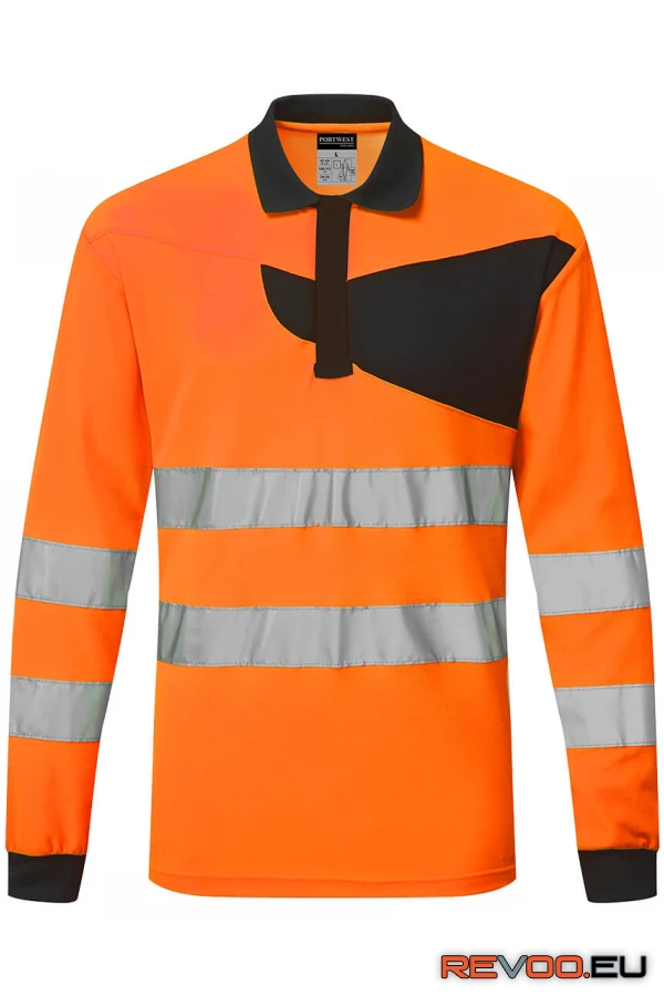 PW2 Hi-Vis hosszú ujjú galléros póló Portwest PW220