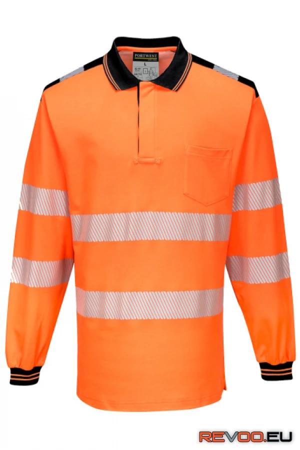 PW3 Hi-Vis hosszú ujjú galléros póló Portwest T184