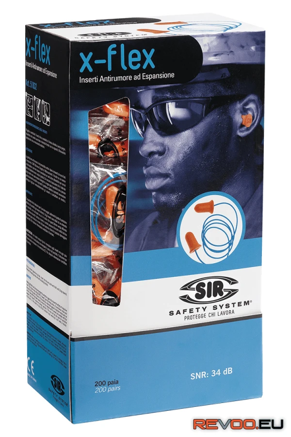 Zsinóros füldugó SNR 34dB X-Flex (200pár) Sir Safety System SSY-FC1116